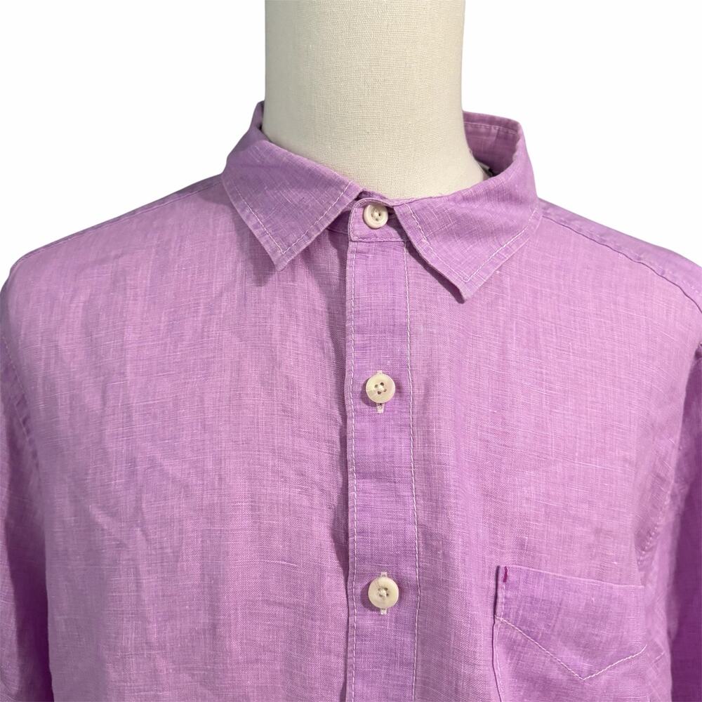 Tommy Bahama Men's Purple 100% Linen Button Down Shirt Sz XL Beachy Vacation
